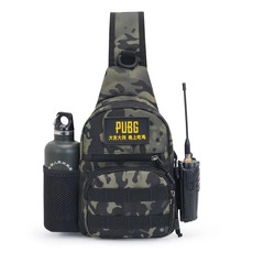 Detail of 400D Oxford fabric tactical waist bag with MOLLE system and mesh side pocket