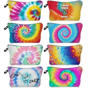 Tie Dye Cosmetic Bag Polyester Waterproof Travel Toiletry Organizer Portable Lightweight Zipper Pouch For Women