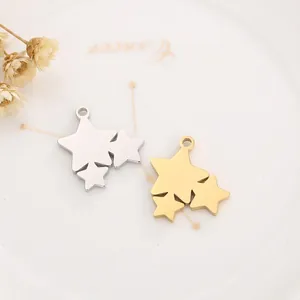 Stainless Steel Star Charms Triple Overlapping Pentagram Pendants For DIY Jewelry Making Necklace Bracelet Accessory