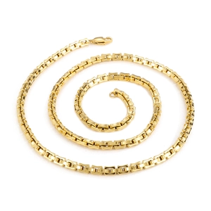 Creative stainless steel square link chain necklace for men in golden finish