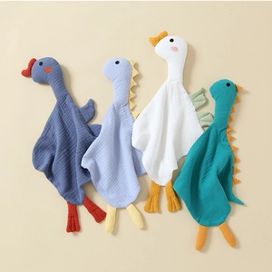 Soft organic cotton baby security blanket set with animal shapes for newborn sleep soothing