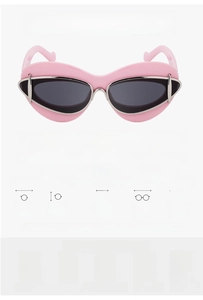 Detailed size chart and specifications for Y2K cat eye sunglasses model OD-98191