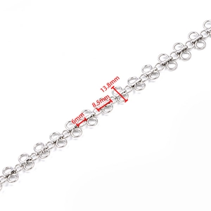 Polished clover chain link for DIY jewelry making with dimensions 6mm, 8.5mm, 13.8mm