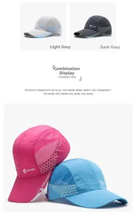 Dettaglio mesh su cappelli estivi traspiranti in grigio, rosa e blu per l'outdoor