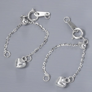 925 Sterling Silver Adjustable Heart Extension Chain Slider Clasp For DIY Jewelry Making Findings Necklaces Bracelets