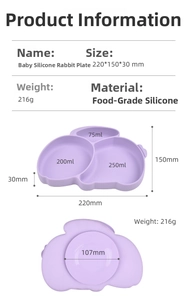 Detail of rabbit silicone plate with divided sections and suction cup capacity markings