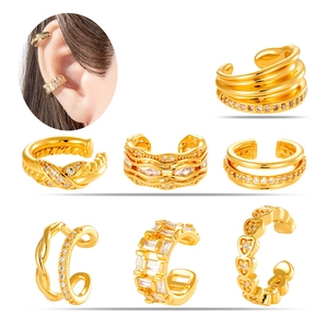 Ear Cuffs Ohne Piercing Kupfer Zirkonia U-Form Herz Mehrlagig Retro Clip On Ohrringe Für Damen Herren