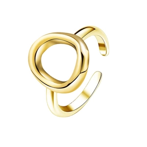 Polished 18k gold plated stainless steel open ring with a modern irregular O-shape design