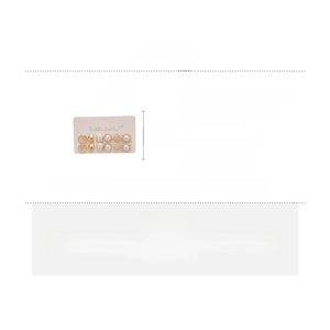 Detailed view of 12-piece gold finish pearl earring set with size and weight specs