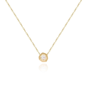 Elegant 18K gold-plated titanium necklace with geometric polygon pendant and zircon