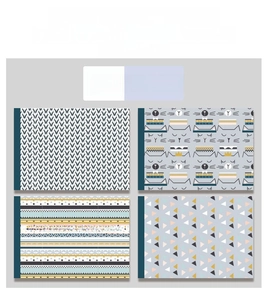 Lot de 4 feuilles de papier cadeau décoratif 80g avec motifs géométriques et chats