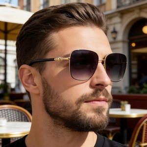 Übergroße Quadratische Sonnenbrille Für Damen Vintage UV400 PC Rahmen Verlaufsgläser Modische Brille