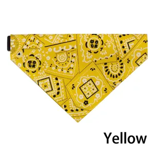 Adjustable yellow paisley pattern pet bandana for large dogs and golden retrievers
