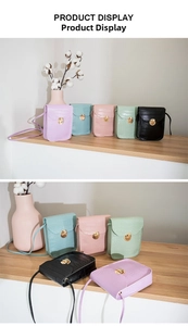 Macro display of mini crocodile pattern handbags in five colors with gold rotary locks