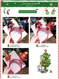 Detailed view of sequined Christmas tree and star headbands for festive holiday parties