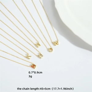 Elegant gold letter necklace pendants with 45cm chain shown on a clean white background