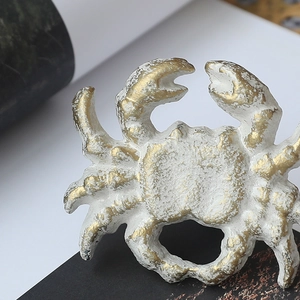 Vintage crab-shaped drawer handle with rustic white and gold finish for cabinets