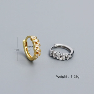 S925 sterling silver hoop earrings with pavé zircons in gold and silver finish