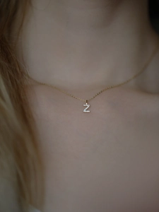 Close-up of a 14K gold-plated S925 silver necklace with a sparkling zircon letter Z pendant