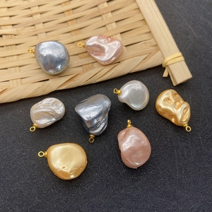 Baroque faux pearl pendants with gold rings in various colors for DIY jewelry making