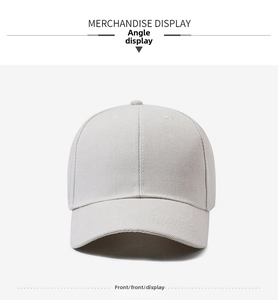 Front view of a minimalist beige cotton baseball cap featuring classic six-panel design