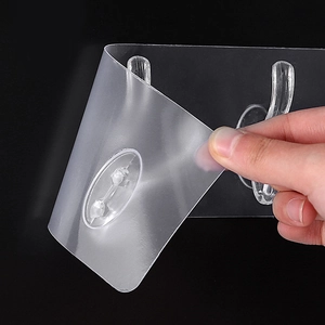 Ganci a parete adesivi trasparenti per cucina e bagno con design in plastica flessibile