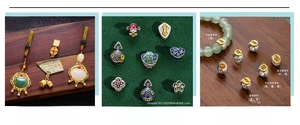 Detailed view of antique silver dragonfly pendants and traditional enamel jewelry parts