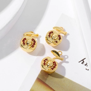 18K gold plated apple pendants featuring red zircon stones in a three-piece display