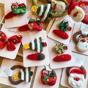 Noël Accessoires Cheveux Ensemble Enfants Filles Laine Tricotée Feutre Père Noël Renne Arbre Nœud Clips Attaches Bandeau Cadeau