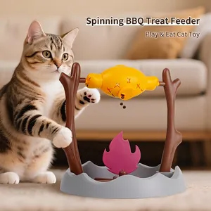Jouet interactif pour chat avec tambour rotatif en forme de poulet pour s'amuser