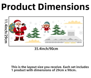 Feuille de stickers de Noël avec Père Noël et maisons enneigées mesurant 29x90cm