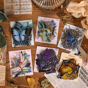 Vintage 40pcs butterfly and insect PET stickers for DIY scrapbooking and journal decor