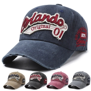 Vintage Washed Cotton Baseball Cap Distressed Retro Sun Hat With Letter Embroidery Adjustable For Men Women