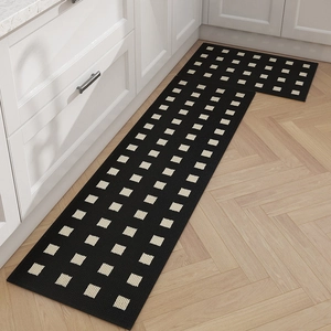 Kitchen Floor Mats Woven Polypropylene Waterproof Oil Proof Absorbent Anti Slip Rugs For Home Entrance Modern Checkerboard