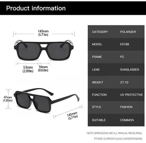 Detailed dimension guide for retro double bridge sunglasses with polarising lens specs