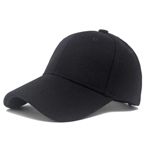 Classic black wool baseball cap for men and women featuring warm padded winter lining