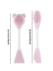 Dual-head silicone face brush set with size dimensions for cleansing and mask application