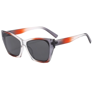 Retro cat-eye sunglasses with translucent frames and orange gradient temples
