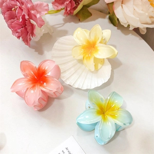 Lot de 3 pinces à cheveux fleur de frangipanier avec finitions mates dégradées