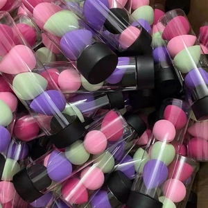 Colorful Makeup Sponges Soft Sponge Teardrop Shape For Liquid Foundation Cream Powder Wet Dry Dual Use With Storage Tube