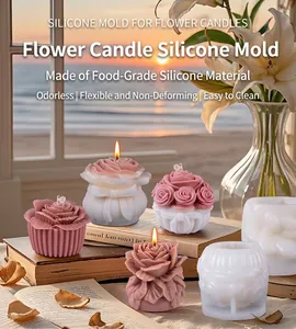 Dettaglio dello stampo in silicone per candela a forma di rosa 3D alimentare