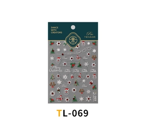 Detailed view of 3D embossed Christmas nail art stickers with Santa and reindeer motifs