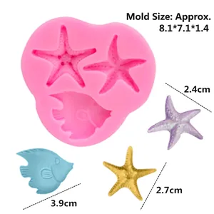 Pink silicone mold for DIY ocean starfish and tropical fish chocolate cake toppers