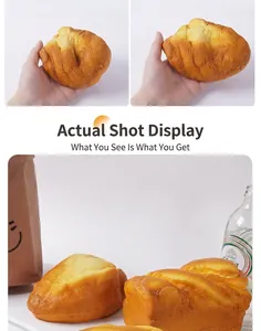 Macro view of realistic PU squishy pastry showing soft texture and golden baking details