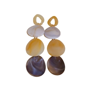 Exaggerated long acrylic drop earrings with marble texture and tiered tassel design