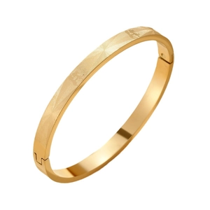 Bracciale in acciaio al titanio dorato con motivo a H inciso e fibbia per uomo e donna