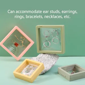 PE-Folie Schwebender Display-Kasten Transparente Staubdichte Schmuck Aufbewahrungsbox Für Ringe Ohrringe Halskette Halter