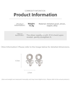 Détails de boucles d'oreilles ondulées argentées avec zircone et perles en goutte