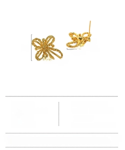 Detailed view of hollow flower stud earrings with 24mm by 29mm size specifications