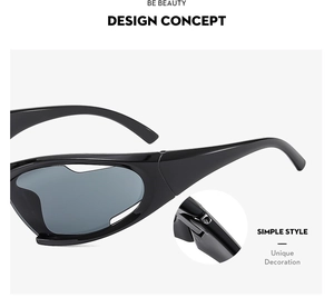 Macro detail of high-quality metal hinge and unique decoration on Y2K sports sunglasses